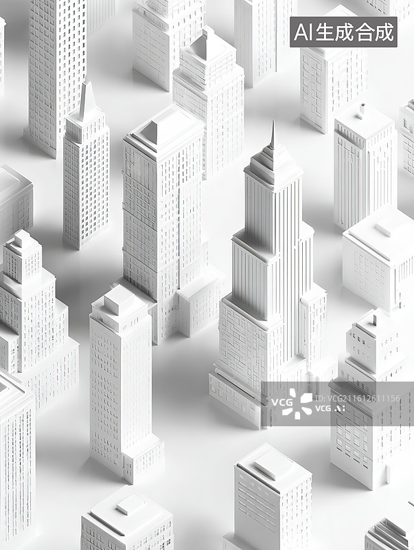 【AI数字艺术】白色城市建筑群模型图片素材