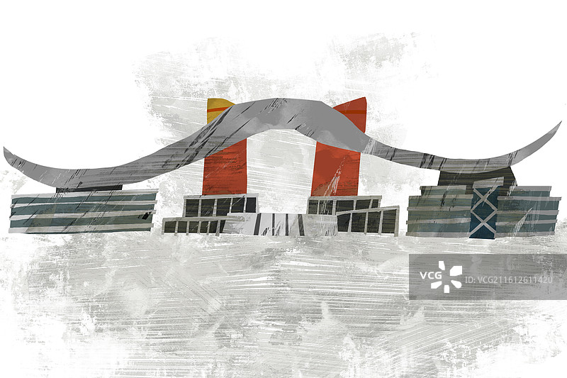 深圳福田市民中心莲花山公园插画图片素材