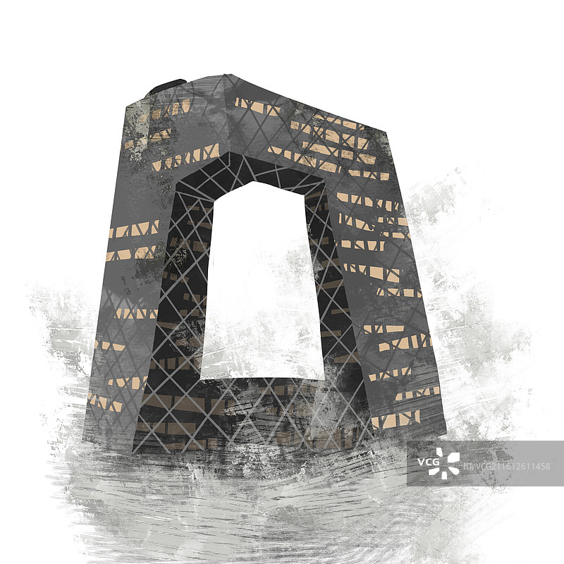 北京中央电视台总部大楼插画图片素材