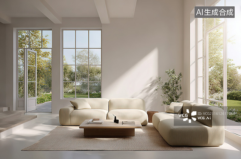【AI数字艺术】现代简约客厅室内设计图片素材