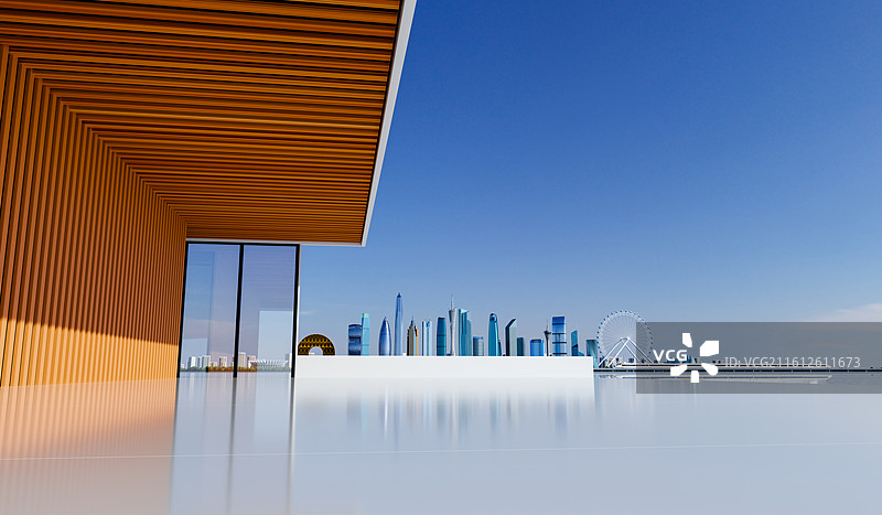 三维渲染的极简建筑风格汽车背景图片素材