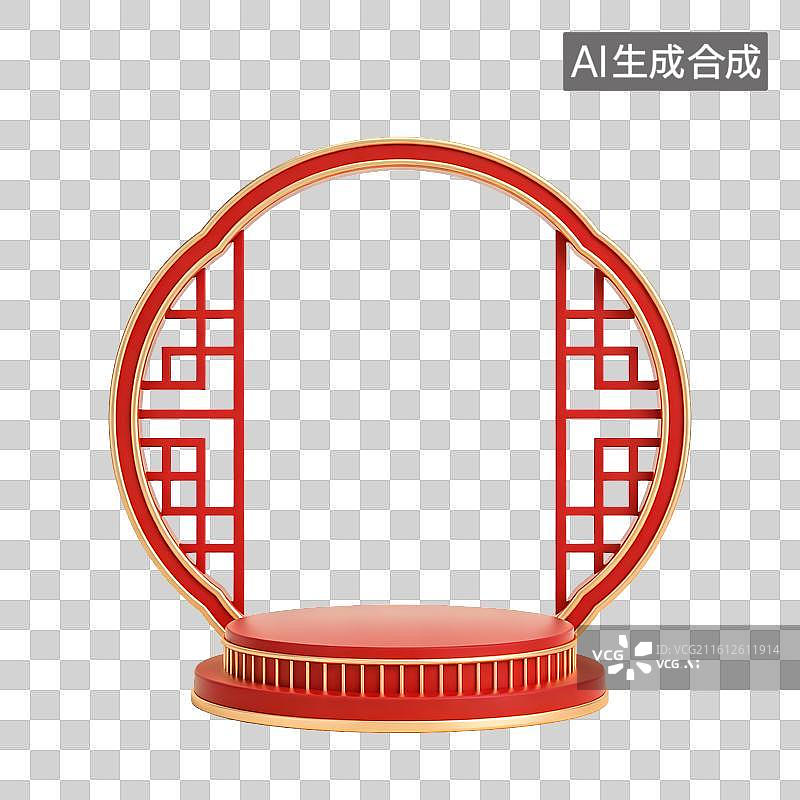 【AI数字艺术】3D中式展台图片素材