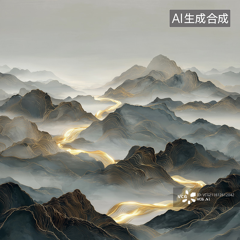 【AI数字艺术】奇幻东方山水图片素材