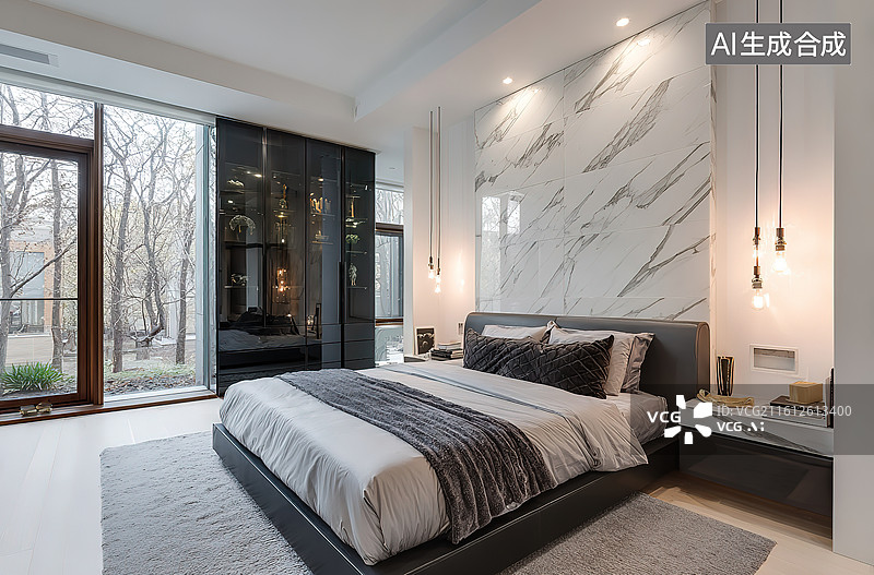 【AI数字艺术】现代简约卧室设计图片素材