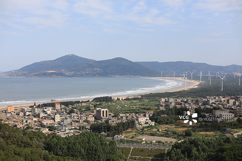平潭北部湾生态廊道海洋景观风力发电图片素材