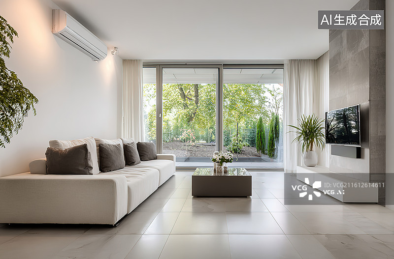 【AI数字艺术】现代简约客厅室内设计图片素材