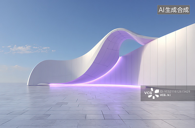 【AI数字艺术】流线型白色建筑结构图片素材