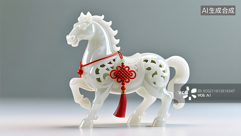 【AI数字艺术】玉雕马展现温润高端瑞兽艺术图片素材