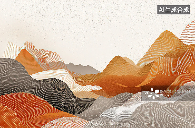 【AI数字艺术】抽象山峦地貌艺术插画图片素材