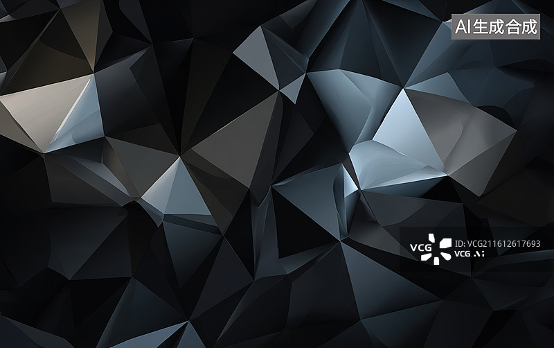 【AI数字艺术】黑色多边形几何图案图片素材