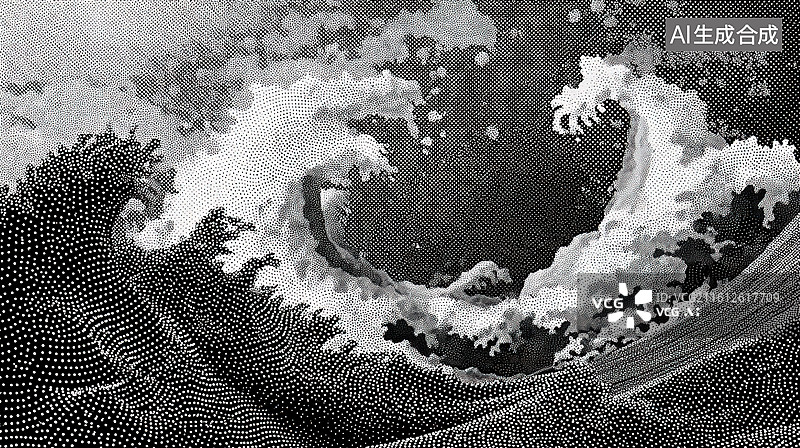 【AI数字艺术】波涛汹涌的海浪景象图片素材