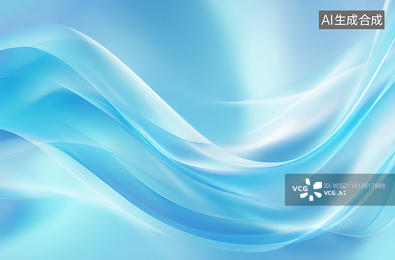 【AI数字艺术】蓝色波浪抽象背景图片素材