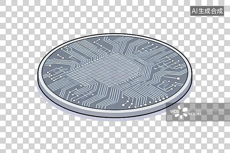 【AI数字艺术】卡通风格，一块晶圆PNG格式的免扣元素图片素材