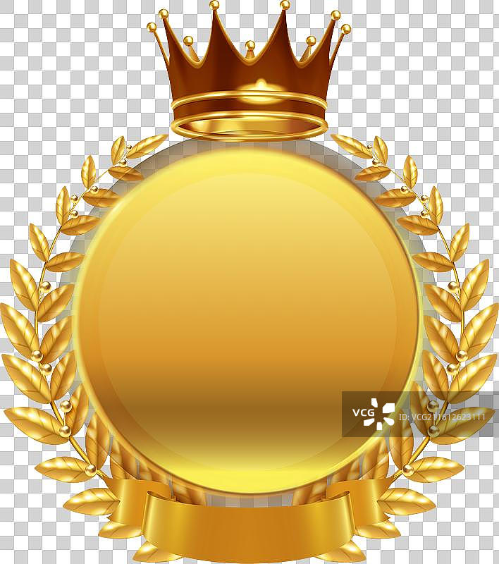 逼真的皇冠和月桂花环相框图片素材