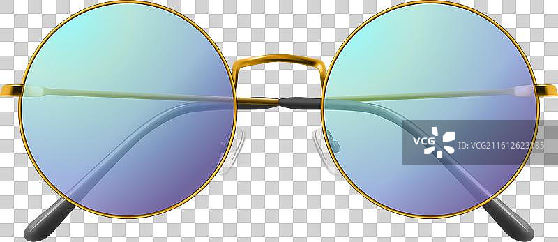 3D写实紫色圆形镜框眼镜图片素材