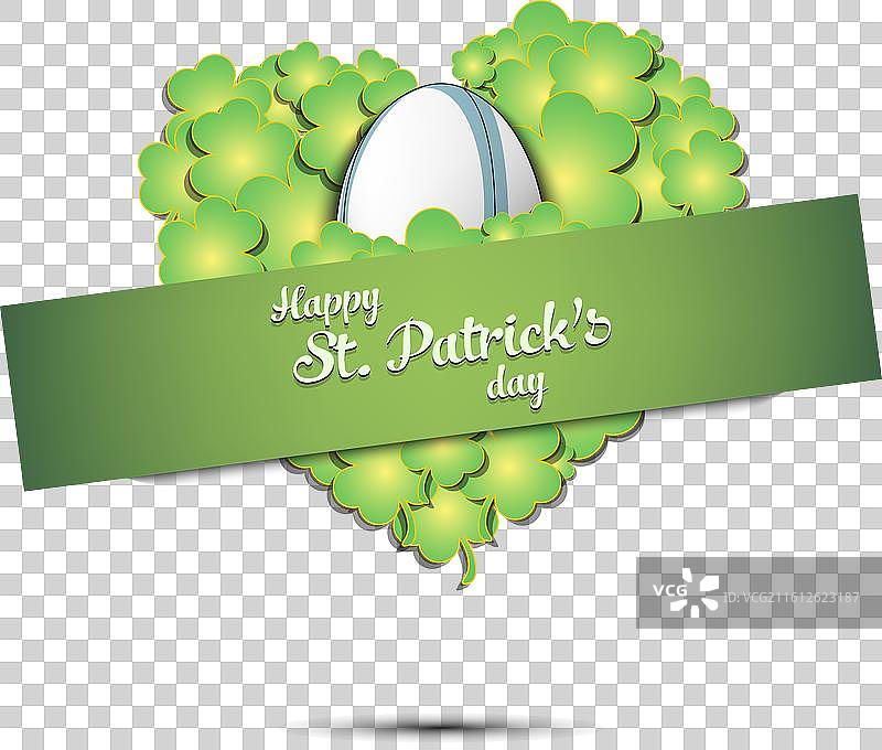 圣帕特里克节快乐，由三叶草组成的橄榄球和心图片素材