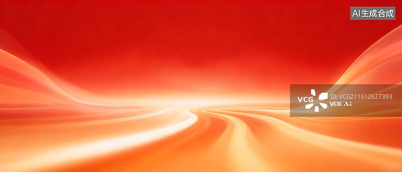 【AI数字艺术】红橙动感光带商业背景：暖调流线光效设计素材 适配品牌发布会电商促销的营销活动主视觉图片素材