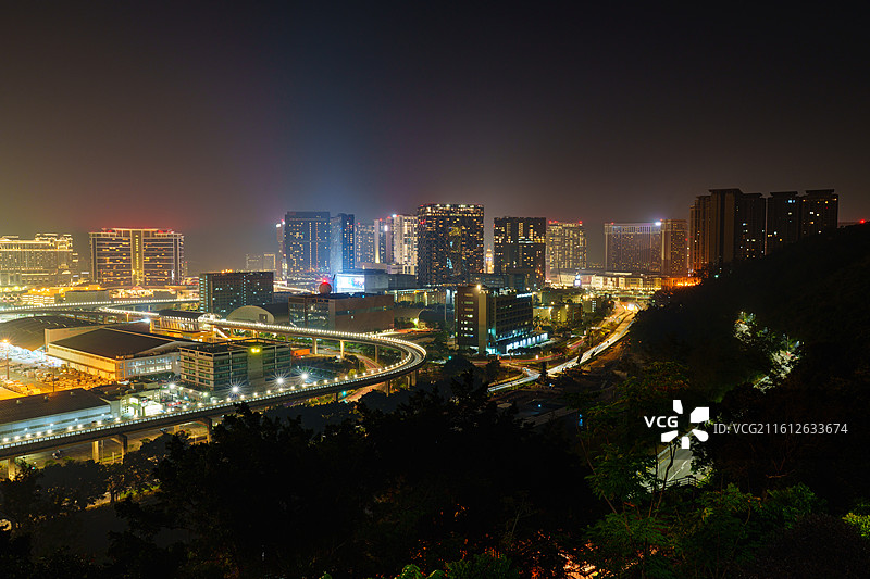 澳门路氹岛城市天际线夜景图片素材