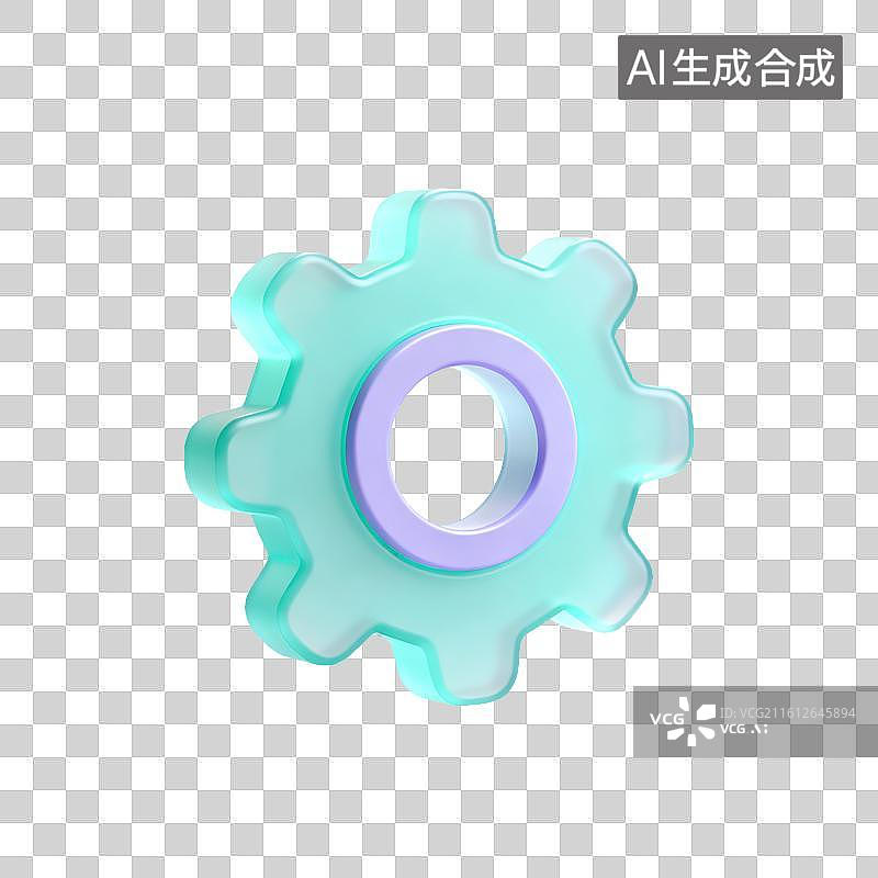 【AI数字艺术】3D磨砂玻璃材质齿轮机械工业生产力机械元素图片素材