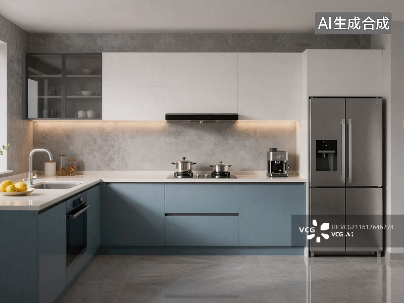 【AI数字艺术】现代厨房空间设计图片素材
