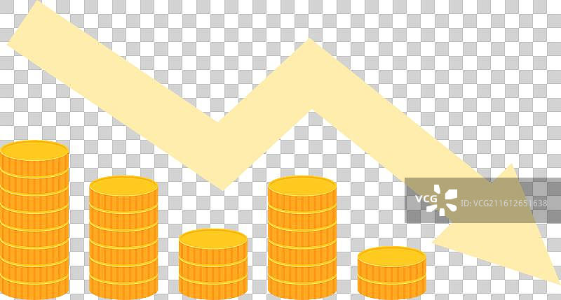 显示经济危机的金钱下跌趋势图图片素材