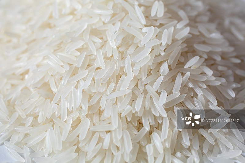 白色背景下的大米特写镜头图片素材