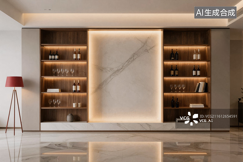 【AI数字艺术】现代客厅酒柜设计图片素材