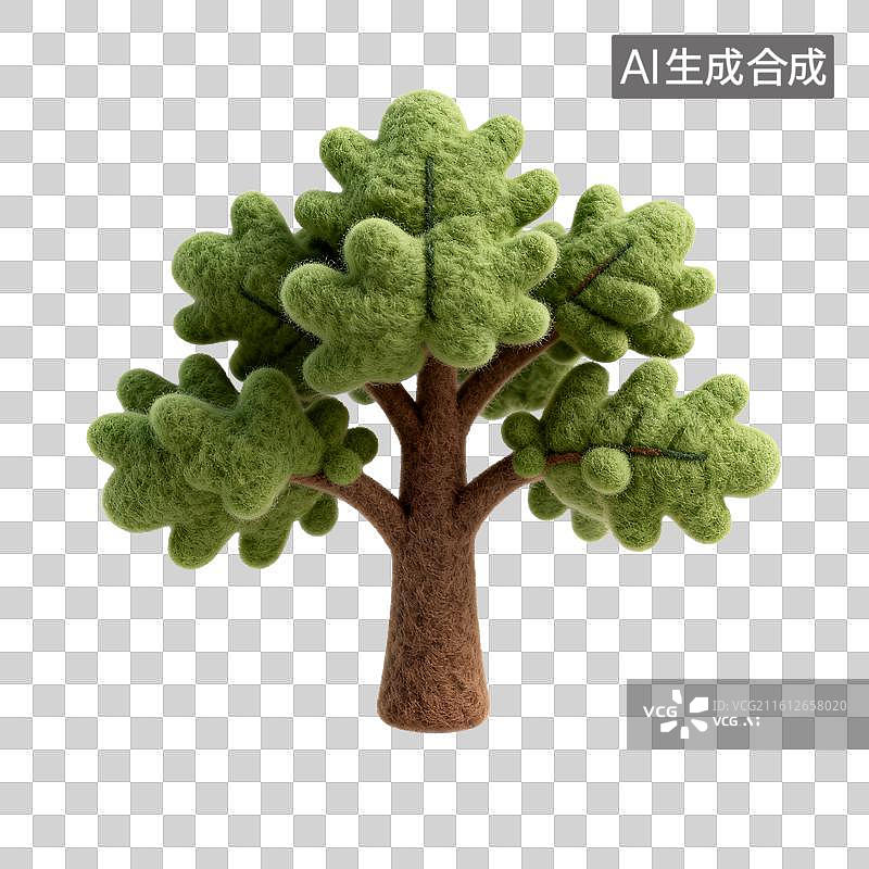 【AI数字艺术】毛毡毛绒树装饰摆件图片素材