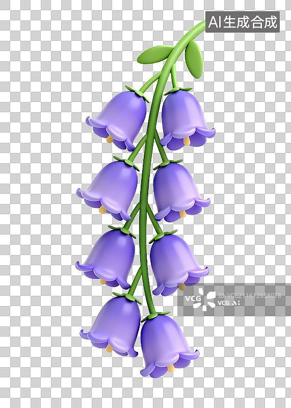 【AI数字艺术】紫色铃铛花3D渲染图片素材