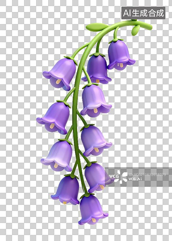 【AI数字艺术】紫色铃铛花3D渲染图片素材