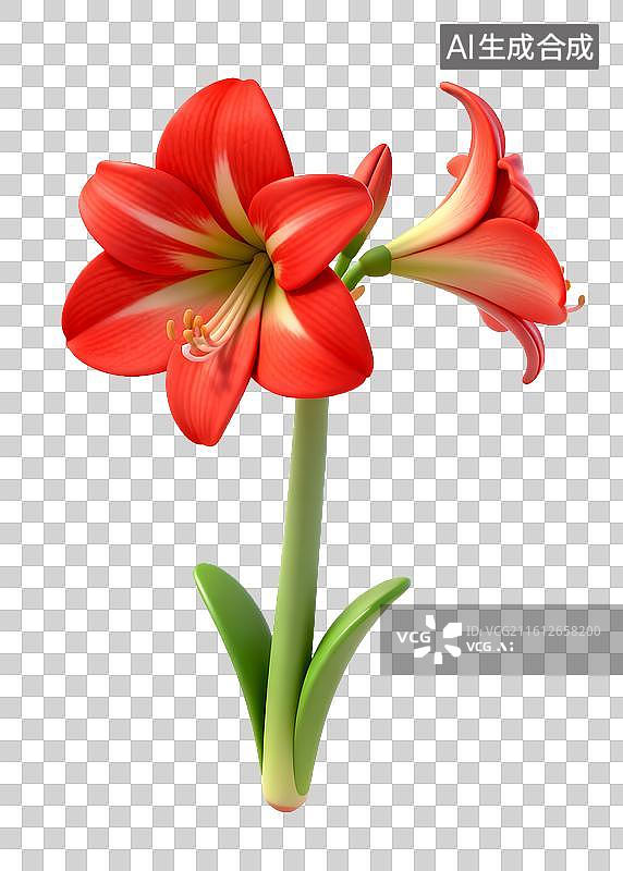 【AI数字艺术】红色朱顶红花卉特写图片素材