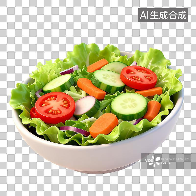 【AI数字艺术】白碗中的新鲜蔬菜沙拉图片素材