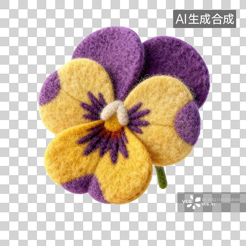 【AI数字艺术】手工羊毛毡三色堇花图片素材