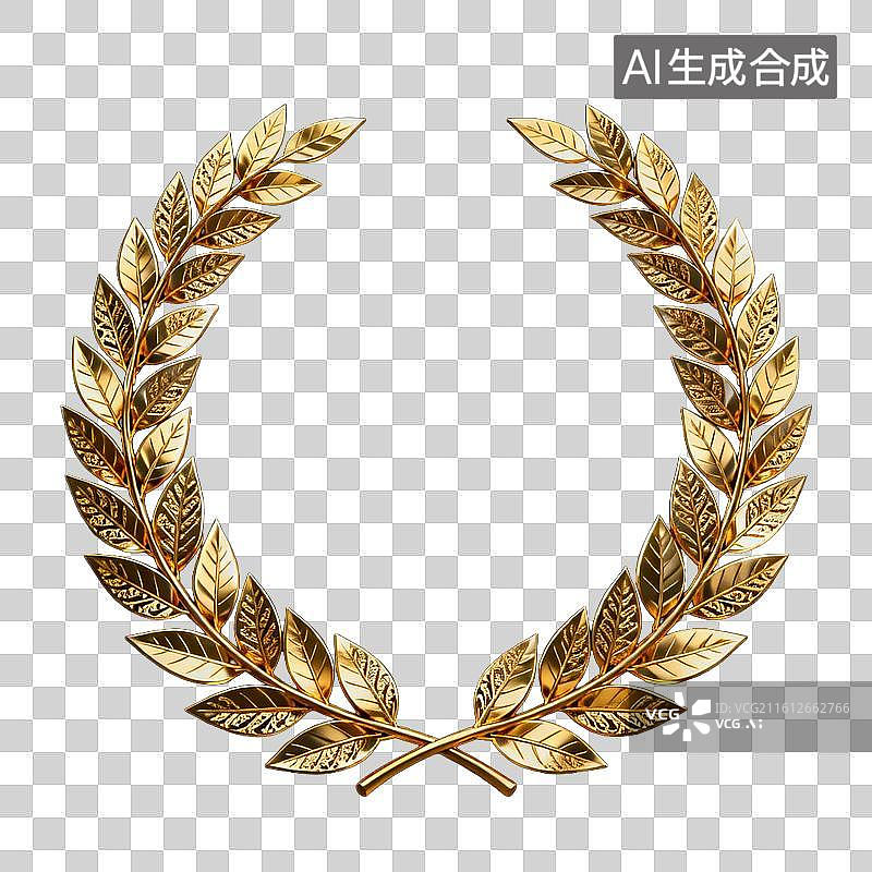 【AI数字艺术】金色橄榄枝环形装饰图案图片素材