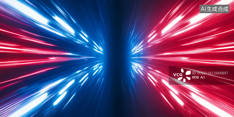 【AI数字艺术】红蓝光的隧道图片素材