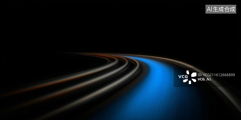 【AI数字艺术】抽象的蓝色曲线图片素材