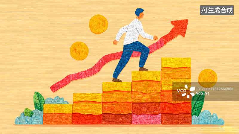 【AI数字艺术】攀登阶梯的职场人士图片素材