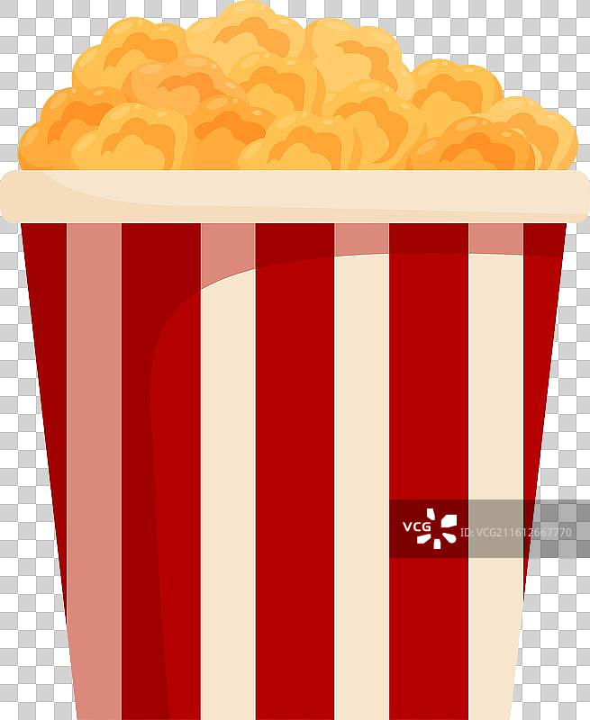 装满爆米花的条纹水桶溢出图片素材