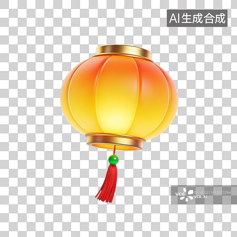 【AI数字艺术】国潮发光黄橙中式灯笼新春装饰主题素材图片素材