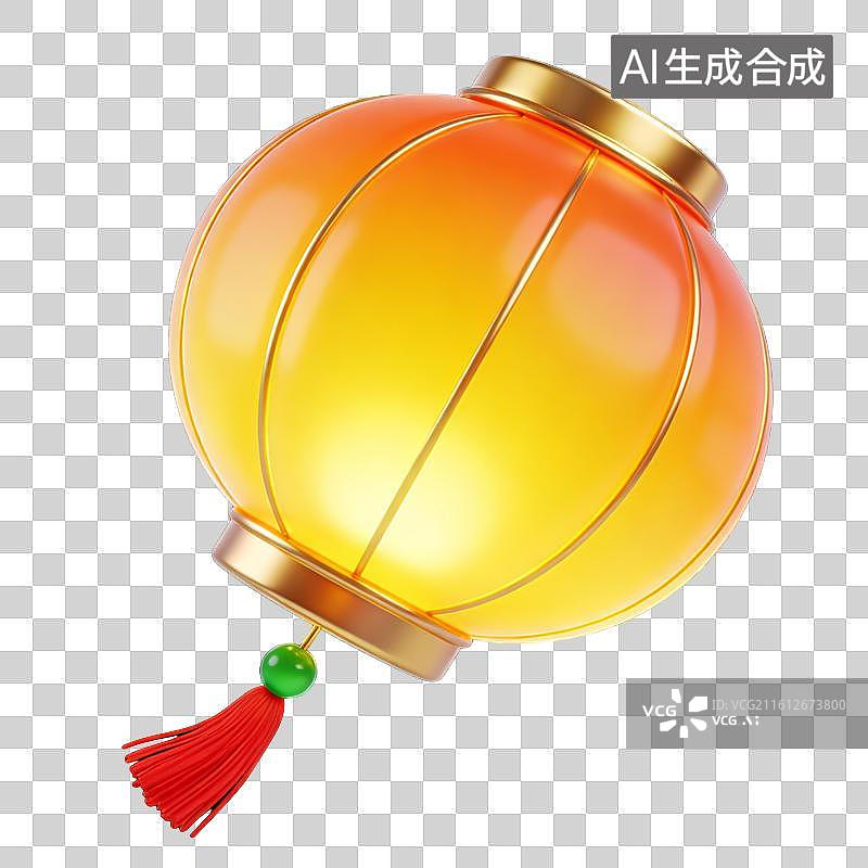 【AI数字艺术】国潮发光黄橙中式灯笼新春装饰主题素材图片素材