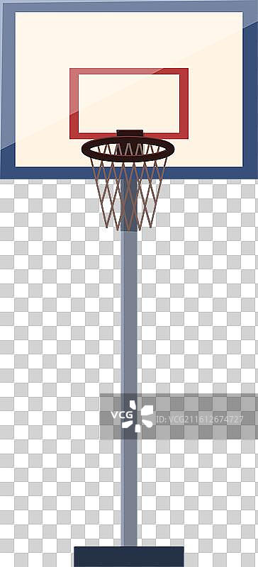 白色背景上准备就绪的篮球架图片素材