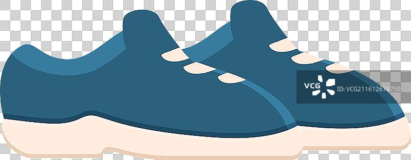 一双带有白色鞋底的蓝色休闲运动鞋图片素材