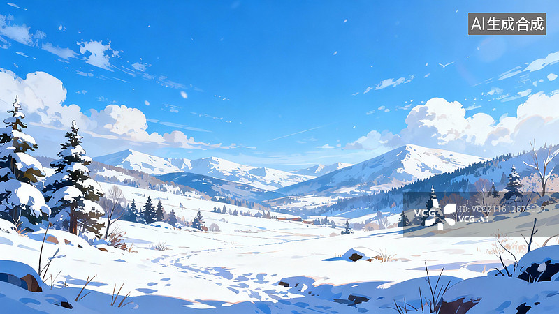 【AI数字艺术】冬季风景图片素材