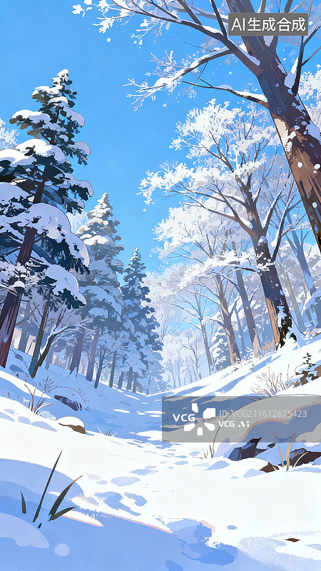 【AI数字艺术】冬日风景图片素材
