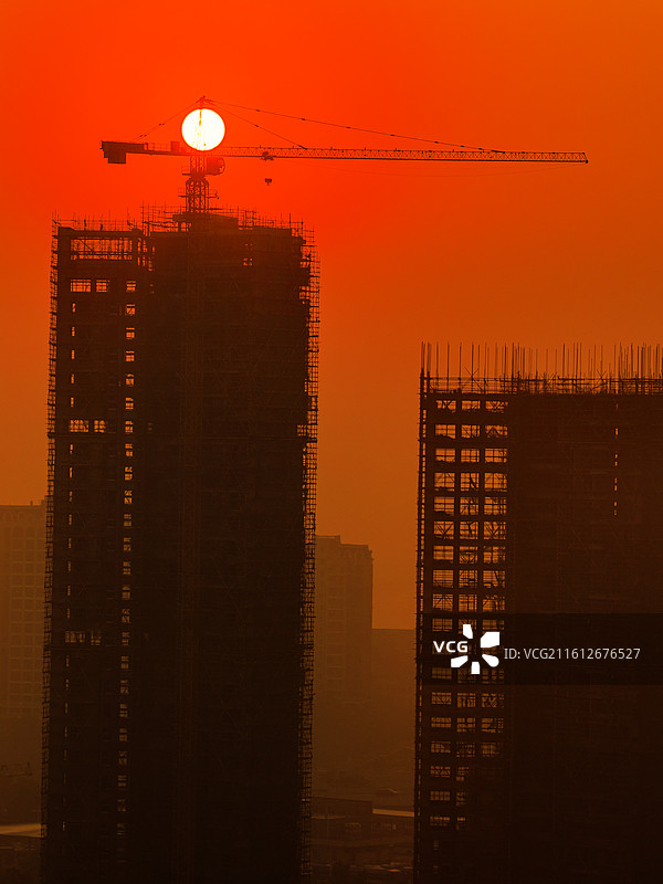 珠海金湾立交日出晨雾图片素材