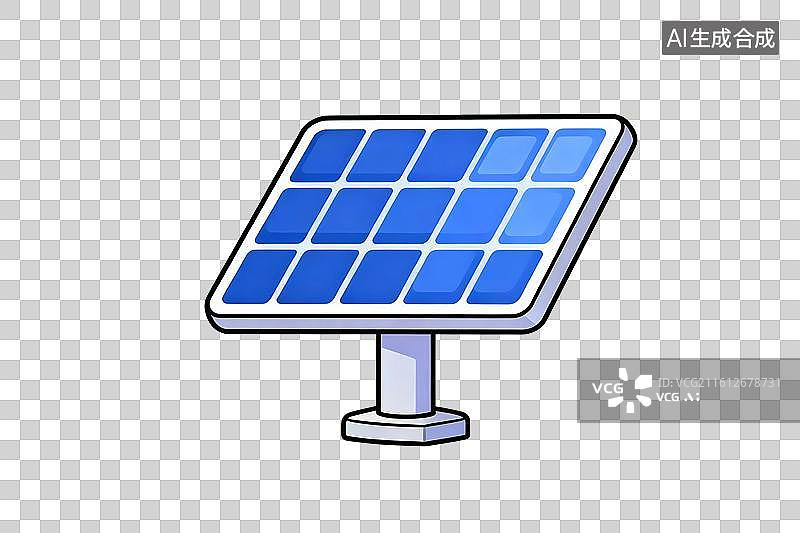 【AI数字艺术】卡通风格，一块太阳能发电板PNG格式的免扣元素图片素材