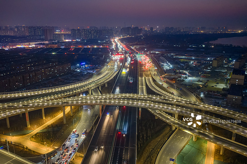 济南零点立交桥夜景图片素材