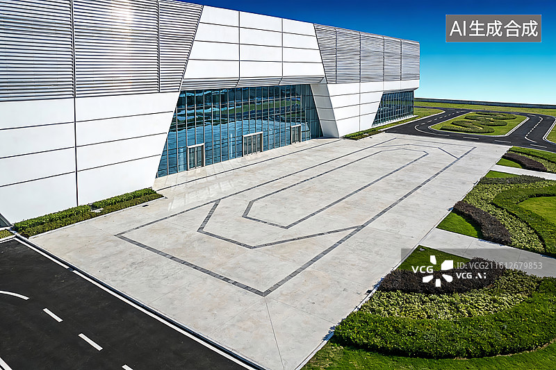 【AI数字艺术】现代简约玻璃建筑商务展示背景素材图片素材