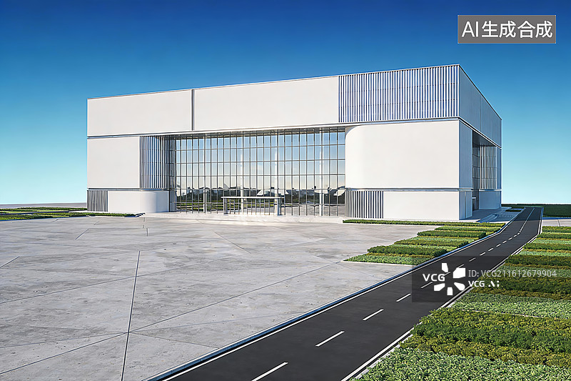 【AI数字艺术】现代简约玻璃建筑商务展示背景素材图片素材