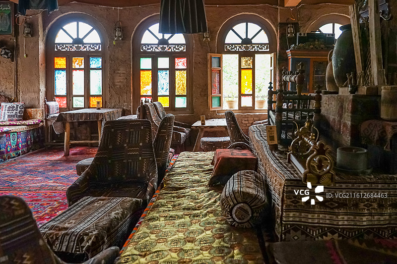 新疆喀什古城，西域风情/少数民族风情的茶馆、咖啡馆图片素材